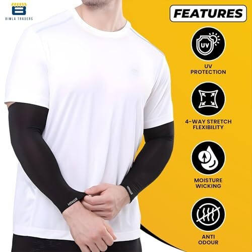 Btfash Unisex Uv Protection Compression Cooling Sleeve Cover With Thumb Hole For Cycling, Driving, Running, Riding, Fishing, Golfing And Outdoor Sports (Black_Po1)