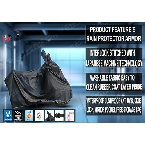Ridershine 100% Waterproof Bike Body Cover For H'Ness Cb350 Black