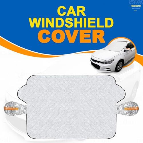 Freshdcart F752 Car Windshield Sunshade & Snow Cover - Universal Ice Snow Guard, Ideal For Winter & Summer - Fits Most Cars (Silver Pack Of 1)