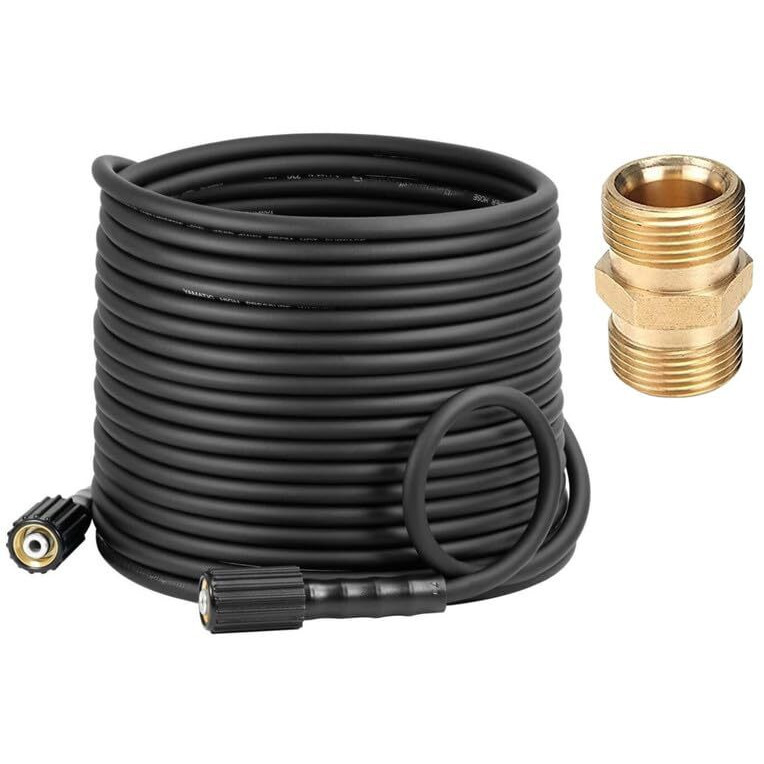 Starq Heavy Duty Hydraulic Hose Pipe For Pressure Washers - Steel Braided Rubber Industrial Grade Durable Pressure Resistant M22 X 15 Thread (15Mtr-Connector)