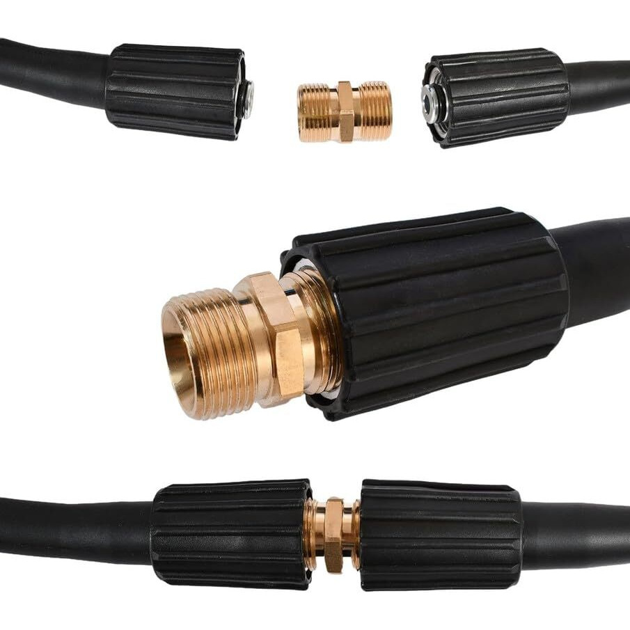 Starq Heavy Duty Hydraulic Hose Pipe For Pressure Washers - Steel Braided Rubber Industrial Grade Durable Pressure Resistant M22 X 15 Thread (15Mtr-Connector)