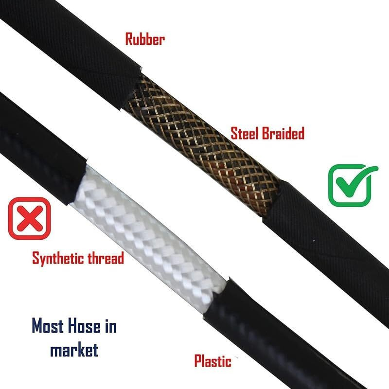 Starq Heavy Duty Hydraulic Hose Pipe For Pressure Washers - Steel Braided Rubber Industrial Grade Durable Pressure Resistant M22 X 15 Thread (15Mtr-Connector)