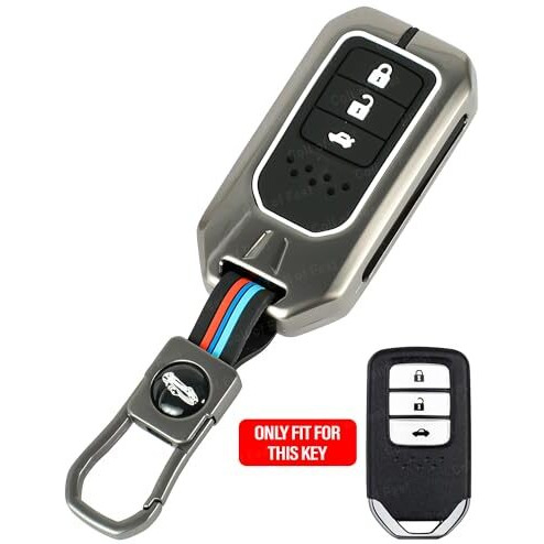 Coll Of Fest Metal Silicon Key Cover Compatible For Honda Brv, Wrv, Crv, Jazz, City 3 Button Full Metal Protections Special Feature Visible In Low-Light Conditions,Black