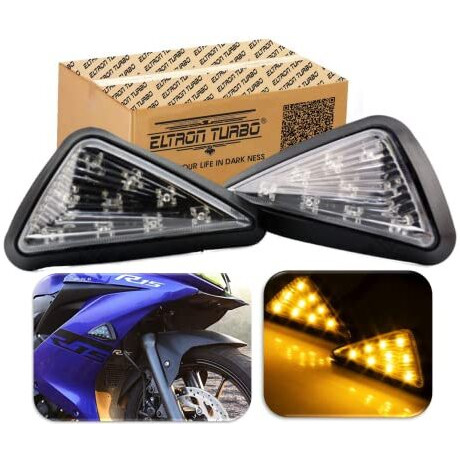 Eltron Turbo Imported Super Quality Yellow Flush Mount Smoked 9 Led Turn Signal Light Bike Indicator Lights Motorcycle, 12V Dc Motorcycle Indicators For Cbr 150 250, Yzf R15 V3 V2 (Pack Of 2, Amber)