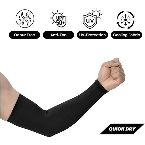 Outerhit Uv-Protected Arm Sleeves For Men & Women - Upf 50, Tan Protection, Quick-Dry, Ideal For Biking, Football, Cricket, Cycling, Running, Outdoor Sports