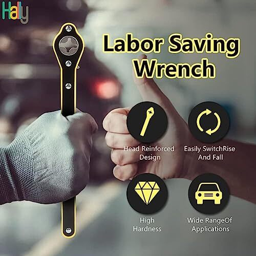 Hally Heavy Duty Universal Car Jack Ratchet Fixed Square Wrench|360 Forward And Reverse Knob Labor-Saving Design|Scissor Jack Lift Speed Handle Tool|Jack Lug Handle Tool|Tire Wheel Jack Wrench