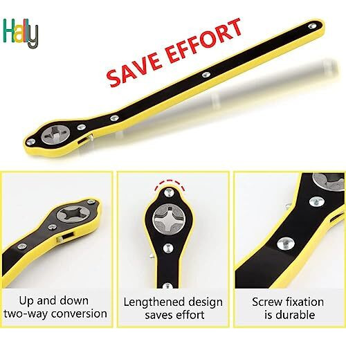 Hally Heavy Duty Universal Car Jack Ratchet Fixed Square Wrench|360 Forward And Reverse Knob Labor-Saving Design|Scissor Jack Lift Speed Handle Tool|Jack Lug Handle Tool|Tire Wheel Jack Wrench