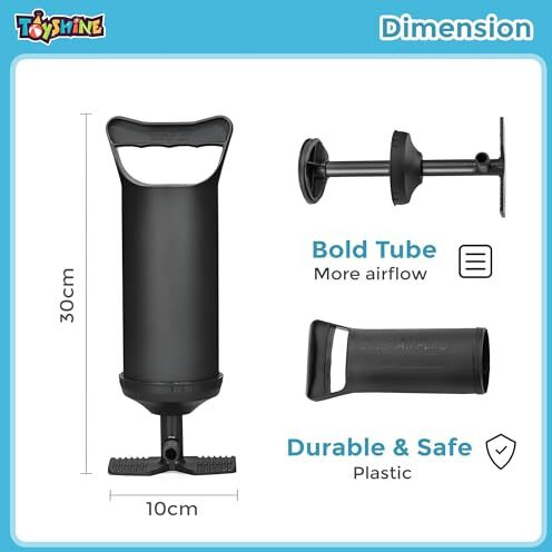 Toyshine 12 Inch Air Hammer Inflation Pump 0.85L/Cycle With 3 Valve Adaptors, For Air Sofa, Bed, Swimming Pool Tubes, Toys, Air Bags, Mattresses