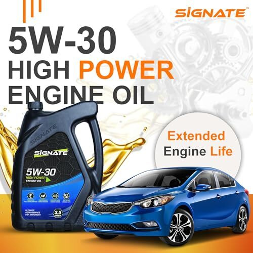 Signate Car Engine Oil For Petrol, Cng And Diesel Car 3.5L, Synthetic Engine Oil For Cars, Anti-Wear Car Engine Oil For Reduced Maintenance Cost, 3.5L