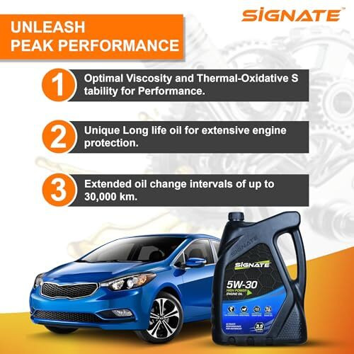 Signate Car Engine Oil For Petrol, Cng And Diesel Car 3.5L, Synthetic Engine Oil For Cars, Anti-Wear Car Engine Oil For Reduced Maintenance Cost, 3.5L