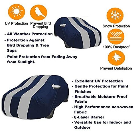 Auto Hub Car Cover Compatible With Maruti Celerio With Mirror Pocket, Water Resistant, Triple Stitched, Celerio Car Cover- Navy-Silver