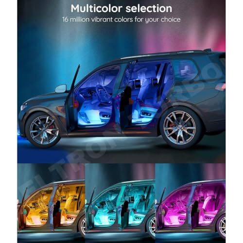 Eltron Turbo Car Atmosphere Led Lights 4Pcs 48 Led 12V Multicolor Strip Lights Wireless Car Interior Music Sync Interior Ambient Lighting For Footwell Dashboard Doors Customizable Car Atmosphere Light