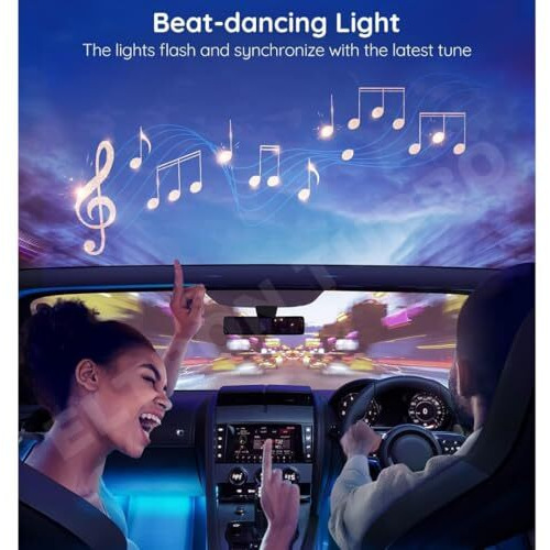 Eltron Turbo Car Atmosphere Led Lights 4Pcs 48 Led 12V Multicolor Strip Lights Wireless Car Interior Music Sync Interior Ambient Lighting For Footwell Dashboard Doors Customizable Car Atmosphere Light