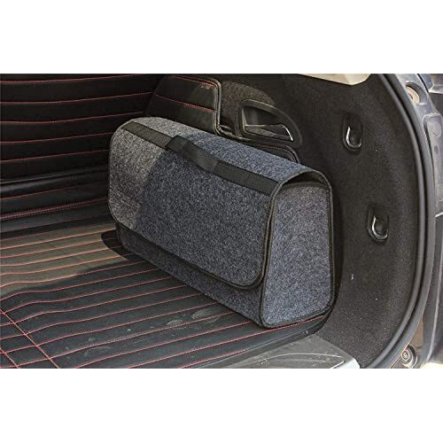 Greensheep Felt Portable Cleaning Supplies Car Trunk Organizer- Anti Skip Foldable Boot Storage Organizer Utility Tool Bag For Cars, Small (Dark Grey), Red