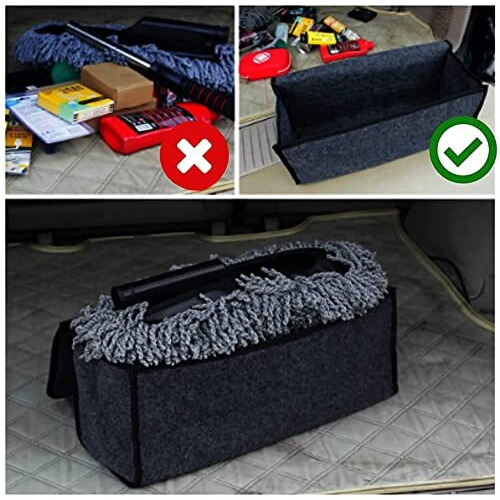 Greensheep Felt Portable Cleaning Supplies Car Trunk Organizer- Anti Skip Foldable Boot Storage Organizer Utility Tool Bag For Cars, Small (Dark Grey), Red