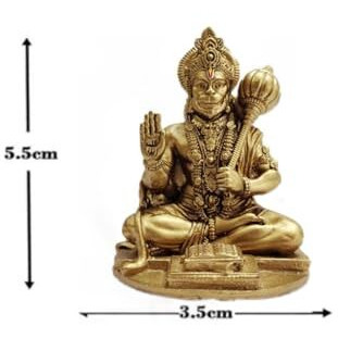 Yadava Resin Handcraft Car Dashboard Bahubali Hanuman Ji, Hanuman Ji Murti For Home,Office Sankat Mochan Balaji Bajrangbali Idol For Pooja Temple Showpiece Vastu Gift Decoration (Gold), 6 Cm