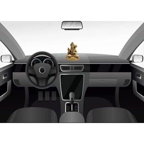 Yadava Resin Handcraft Car Dashboard Bahubali Hanuman Ji, Hanuman Ji Murti For Home,Office Sankat Mochan Balaji Bajrangbali Idol For Pooja Temple Showpiece Vastu Gift Decoration (Gold), 6 Cm