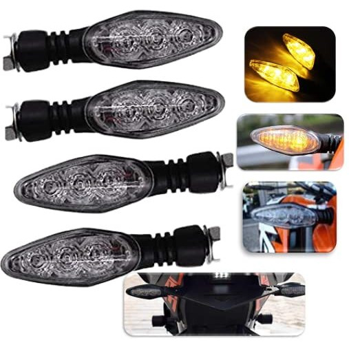 Eltron Turbo Elt8Fhd Unbreakable Waterproof Quality Rubber Ktm Style Indicators Smd High Bright Universal For All Bikes Models Turn Signal Lights With 3 Months Warranty|(Amber, Pack Of 4), Led