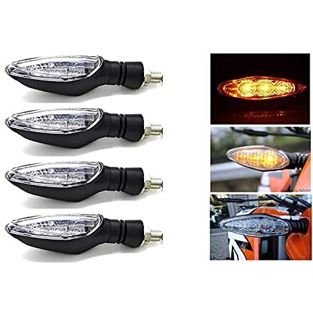 Eltron Turbo Elt8Fhd Unbreakable Waterproof Quality Rubber Ktm Style Indicators Smd High Bright Universal For All Bikes Models Turn Signal Lights With 3 Months Warranty|(Amber, Pack Of 4), Led