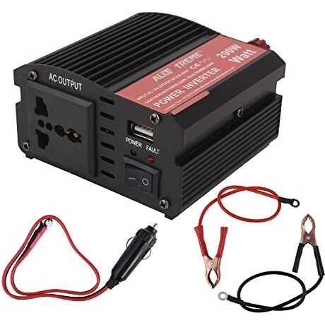 Allextreme Expint02 200W Heavy Duty Portable Power Inverter 1 Usb Port Charging Dc To Ac Output Socket With Cooling Fan For Laptops Smartphones Lights Car Gadgets Camping Equipment Vehicle Electronics