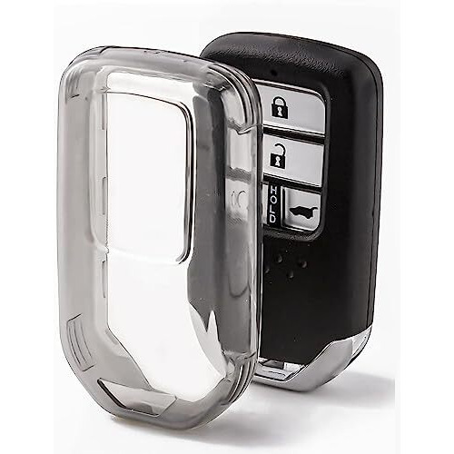 Jvcv Soft Tpu Transparent Cover Compatible With Honda City, Elevate, Civic, Jazz, Amaze, Cr-V, Wr-V, Br-V 3/4 Button Push Button Start Smart Key (Transparent Black)