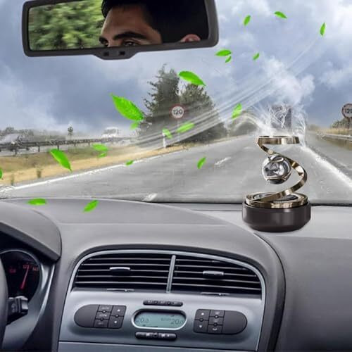 Kinjoru Solar Rotating Car Air Freshener  Refillable Dashboard Air Purifier, Stylish Autorotation Decoration For Car Interior, Eco-Friendly Fragrance Diffuser (Pack Of 1)