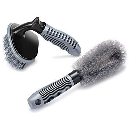 Woogor Rubber Tire Cleaning Brush - 2 Pcs For Car Wheel Hub, Rim Scrub - Useful Tool For Car, Truck, Motorcycle, Bike Washing - Random Colors