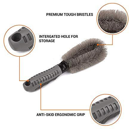 Woogor Rubber Tire Cleaning Brush - 2 Pcs For Car Wheel Hub, Rim Scrub - Useful Tool For Car, Truck, Motorcycle, Bike Washing - Random Colors