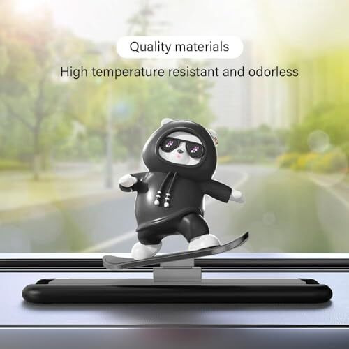 Puji Skateboarding Bear Car Dashboard Decorations,Slidable Cute Car Accessories Interior And Car Dashboard Accessories Ornaments,Kawaii Anime Car Accessories For Women Interior (Black)