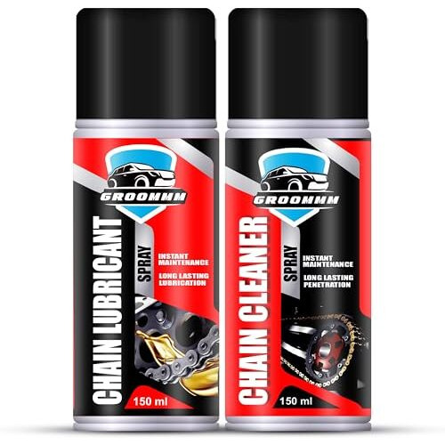 Groommm Bike Chain Cleaner And Chain Lubricant Spray Combo (150Mlx 2) | Heavy Duty Chain Lube Spray For Bike| Cycle Chain Cleaner | Cleans, Preserves And Protects