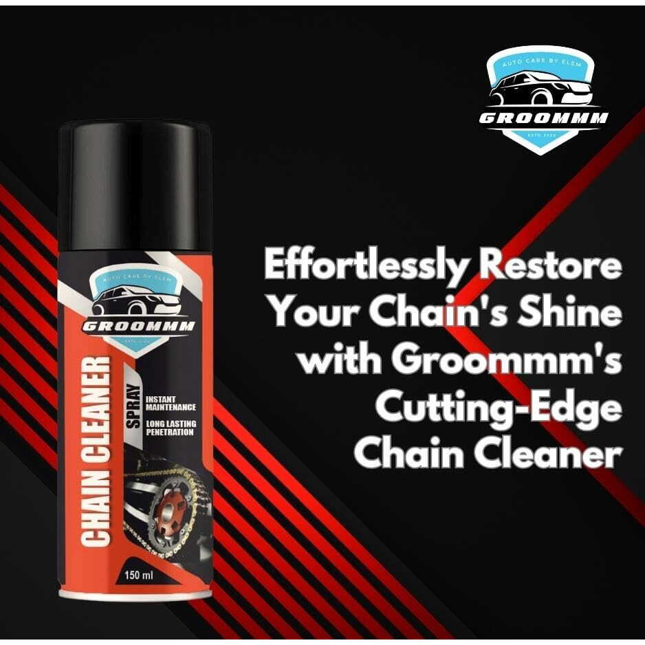 Groommm Bike Chain Cleaner And Chain Lubricant Spray Combo (150Mlx 2) | Heavy Duty Chain Lube Spray For Bike| Cycle Chain Cleaner | Cleans, Preserves And Protects