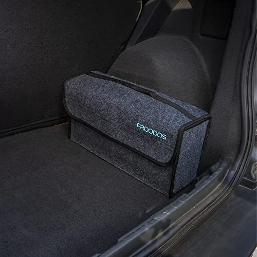 Proodos Car Accessories Car Boot Organizer With Microfiber Cloth Suitable For All Vehicles Car Organizer Anti-Slip Car Trunk Organizer | Polyester | Black