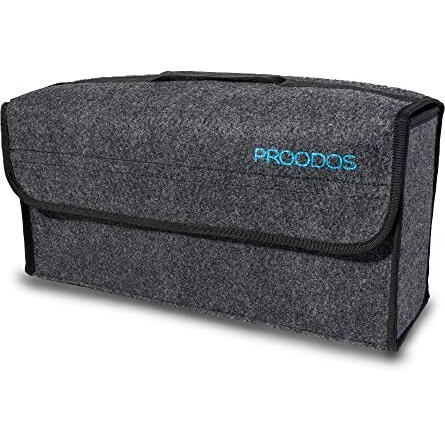 Proodos Car Accessories Car Boot Organizer With Microfiber Cloth Suitable For All Vehicles Car Organizer Anti-Slip Car Trunk Organizer | Polyester | Black