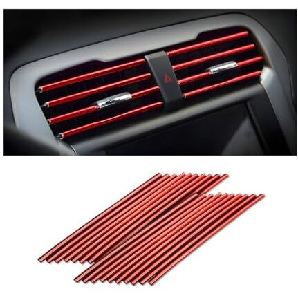 Wemol 20 Pieces Red Universal Car Ac Vent Outlet Decoration Strip, Waterproof Bendable Air Vent Outlet Trim Decoration, Suitable For Most Air Vent Outlet