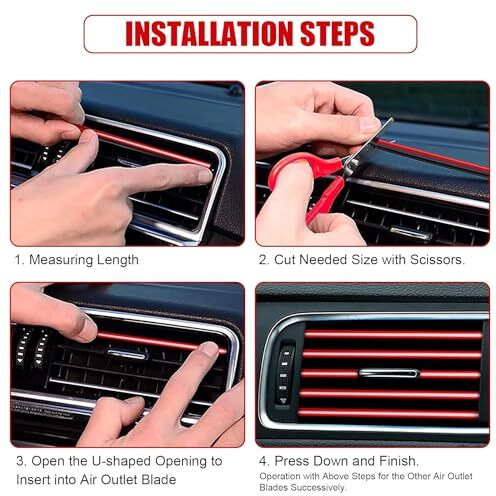 Wemol 20 Pieces Red Universal Car Ac Vent Outlet Decoration Strip, Waterproof Bendable Air Vent Outlet Trim Decoration, Suitable For Most Air Vent Outlet