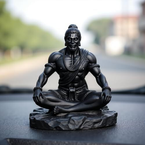 Unovate Lord Hanuman Idol For Car Dashboard, Home, Office Desk  Hanuman Murti For Peace, Positivity, Good Luck, Success, And Prosperity  Black Matte Finish