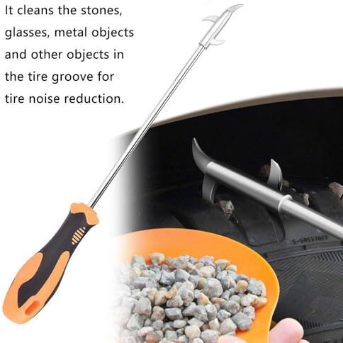 Tyre Stone Remover Tool, Fapiwen Multipurpose Car Tire Stone Remover Hook, Tire Cleaning Hook, Tyre Stone Picker For Motor Bike Truck Car, Wheel Remover Stone Hook With Solid Rubber Handle