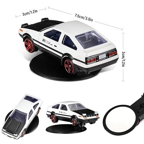 Beloxy Mini Car Model Drifting Ae86 Car Model With Self Adhesive Base, 2.95Inches Alloy Ae86 Car Model Initial D Car Dashboard Decor Car Charm Desk Decor Room Decor Birthday Gift (1)