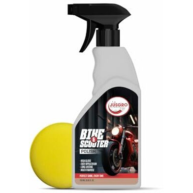 Jusgro Bike & Scooter, Scooty, Motorcycle Polish For Shining Spray - Works Instantly, Restores Shine, Removes Scratches, Protects Paint & Surfaces, For All Two-Wheelers, Works As Shiner & Cleaner