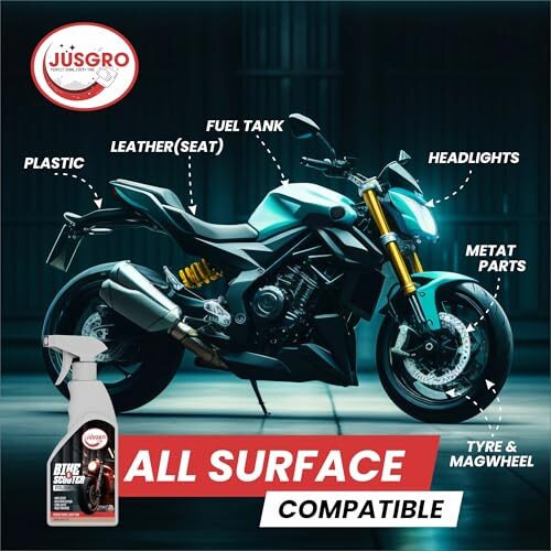 Jusgro Bike & Scooter, Scooty, Motorcycle Polish For Shining Spray - Works Instantly, Restores Shine, Removes Scratches, Protects Paint & Surfaces, For All Two-Wheelers, Works As Shiner & Cleaner