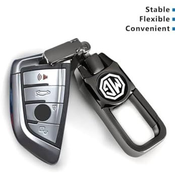 Greenworld Stainless Steel Black Color Fob Key Heavy Duty Keychain Suitable For Hector/Astor/Glostor Car (Black)