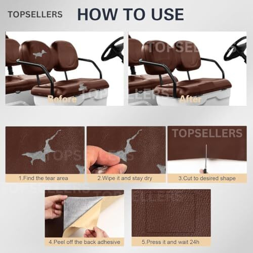 Topsellers (Premium-Brown) Self-Adhesive Leather Sticker With Super Strong Adhesive For Sofas, Car-Bike Seat, Chairs, And More  High Durability And Fastest Repair Solution For Damage Leather Surface (1)