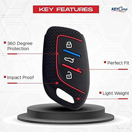 Keycare Silicone Key Cover Compatible For For Mg Zs Ev, Astor 3 Button Smart Key.(Black)