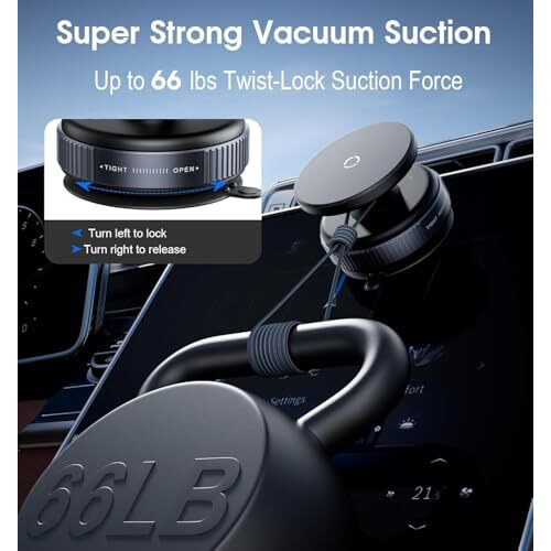 Auriglo [2025] Magnetic Car Mount With Ultra Vacuum Suction Cup  360 Rotatable Dashboard & Windshield Holder For Iphone 16 15 14 13 12, Samsung Galaxy, Android  Black