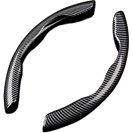 Automaze New Carbon Fiber Abs Texture Steering Wheel Grip Cover For Cars, Safe And Non Slip Car Interior Accessory (Carbon Black)