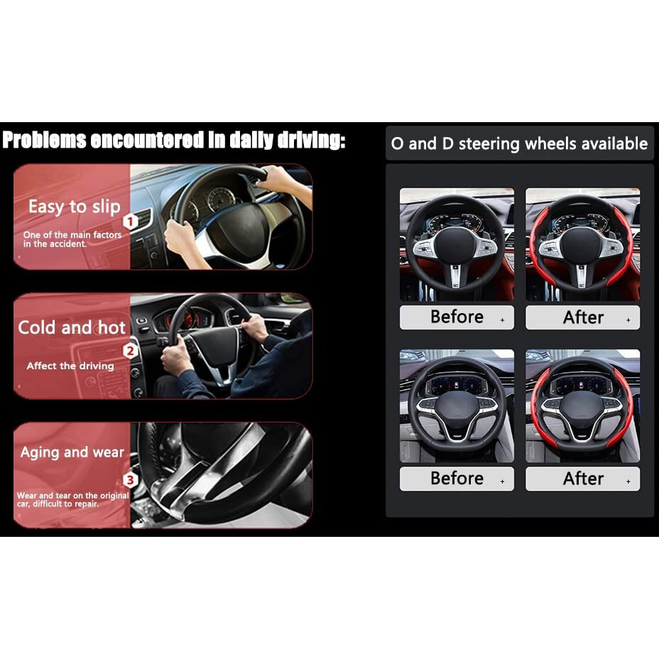 Automaze New Carbon Fiber Abs Texture Steering Wheel Grip Cover For Cars, Safe And Non Slip Car Interior Accessory (Carbon Black)