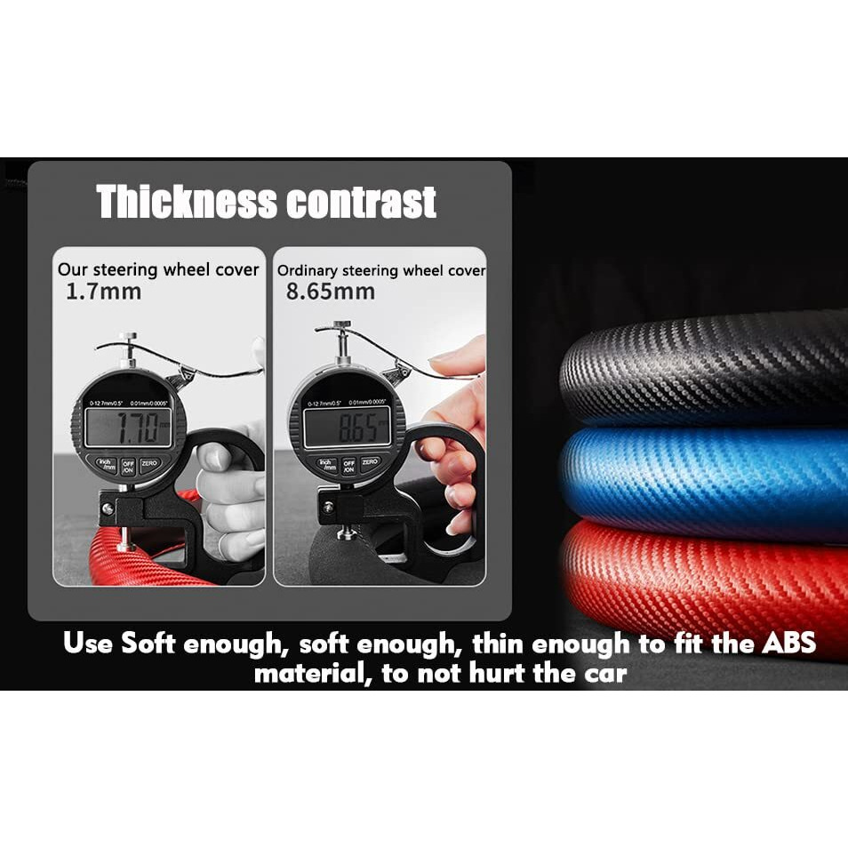 Automaze New Carbon Fiber Abs Texture Steering Wheel Grip Cover For Cars, Safe And Non Slip Car Interior Accessory (Carbon Black)