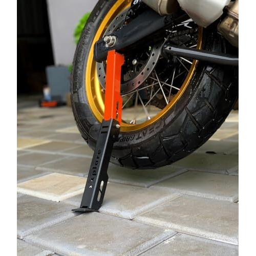 Explore Moto Jack For Bike Chain Maintenance, Cleaning, And Puncture Check Assistance  Compatible With Double-Sided Swingarm Bikes Under 300Kg (Orange)