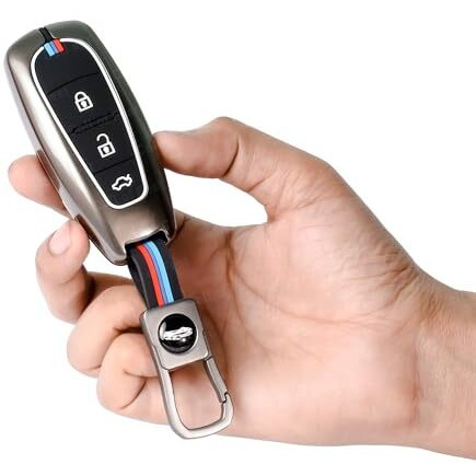 Coll Of Fest Metal Silicon Key Cover Compatible With Maruti Suzuki Baleno Ciaz Vitara Brezza S Cross Swift Ignis & Toyota Urban Cruiser 3 Button Key Visibility In Low-Light Condition (Black)