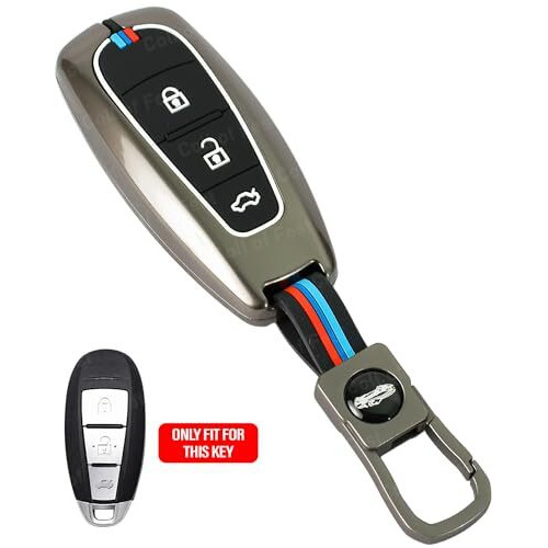 Coll Of Fest Metal Silicon Key Cover Compatible With Maruti Suzuki Baleno Ciaz Vitara Brezza S Cross Swift Ignis & Toyota Urban Cruiser 3 Button Key Visibility In Low-Light Condition (Black)
